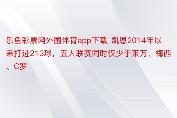 乐鱼彩票网外围体育app下载_凯恩2014年以来打进213球，五大联赛同时仅少于莱万、梅西、C罗