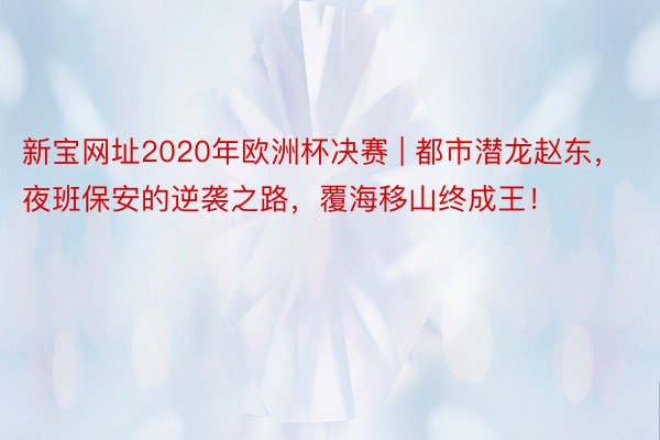 新宝网址2020年欧洲杯决赛 | 都市潜龙赵东，夜班保安的逆袭之路，覆海移山终成王！